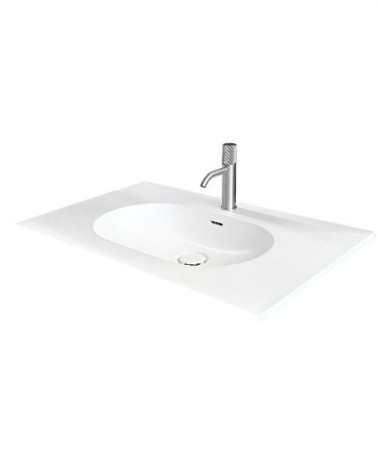 Balteco Xonyx akmens masės stalviršis (805x500mm) su integruotu praustuvu, baltas matinis