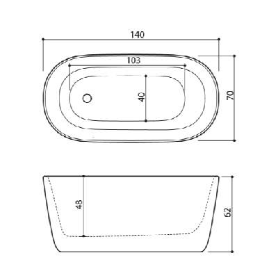 Akmens masės vonia Balteco AZUR 140x70, balta