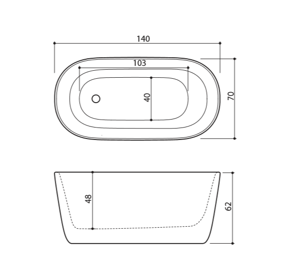 Akmens masės vonia Balteco AZUR 140x70, balta