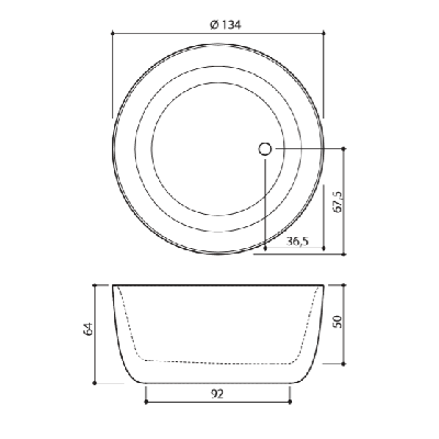 Akmens masės vonia Balteco ALLURE 134x64, RAL spalvos šonai