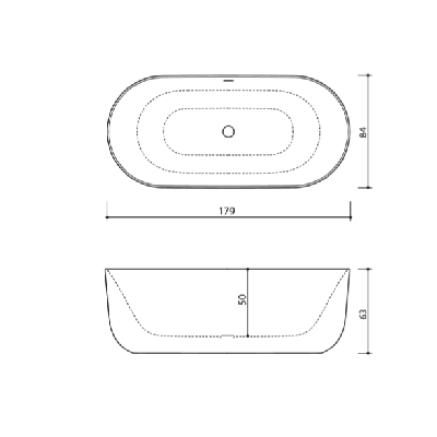Akmens masės vonia Balteco Marin 179x84, balta