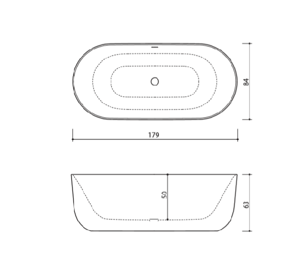 Akmens masės vonia Balteco Marin 179x84, balta