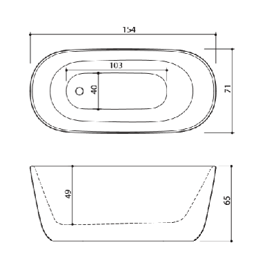 Akmens masės vonia Balteco AZUR 154x71, balta
