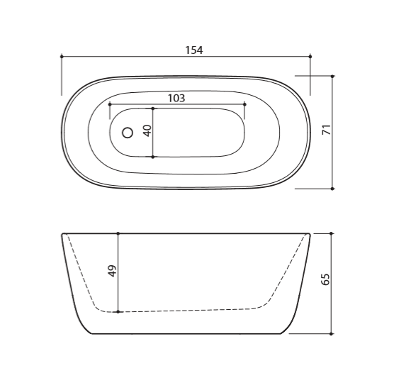 Akmens masės vonia Balteco AZUR 154x71, balta