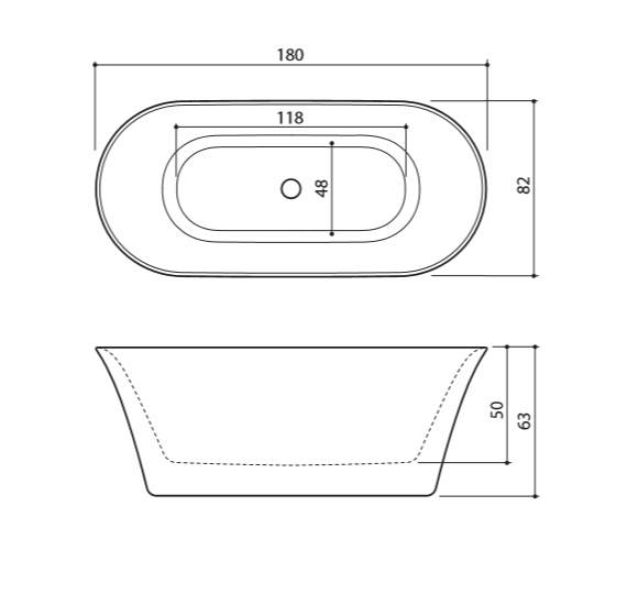 Akmens masės vonia Balteco FIORE 180x82, RAL spalvos šonai