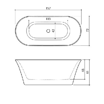 Akmens masės vonia Balteco FIORE 157x72, balta