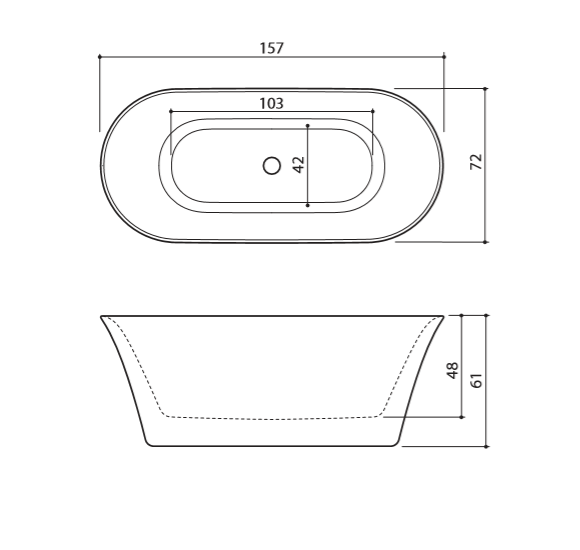 Akmens masės vonia Balteco FIORE 157x72, balta