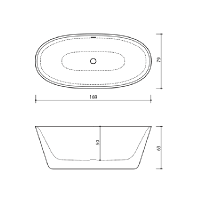 Akmens masės vonia Balteco NIDO 169x79, balta