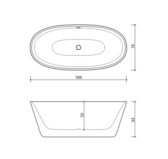 Akmens masės vonia Balteco NIDO 169x79, balta