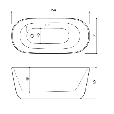 Akmens masės vonia Balteco AZUR 154x71, RAL spalvos šonai