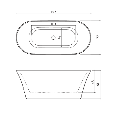Akmens masės vonia Balteco FIORE 157x72, RAL spalvos šonai