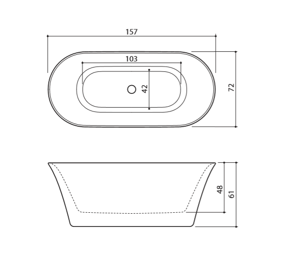 Akmens masės vonia Balteco FIORE 157x72, RAL spalvos šonai