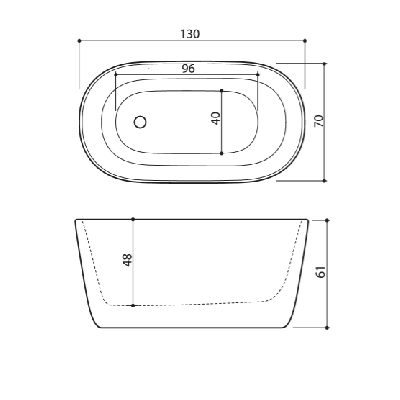 Akmens masės vonia Balteco AZUR 130x70, balta