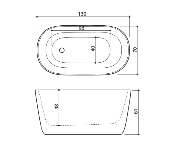 Akmens masės vonia Balteco AZUR 130x70, balta