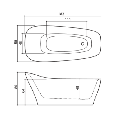 Akmens masės vonia Balteco MEZZO 182x86, balta