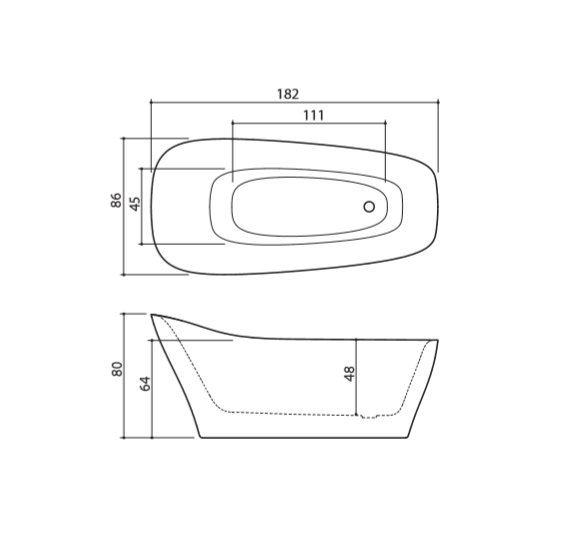 Akmens masės vonia Balteco MEZZO 182x86, balta