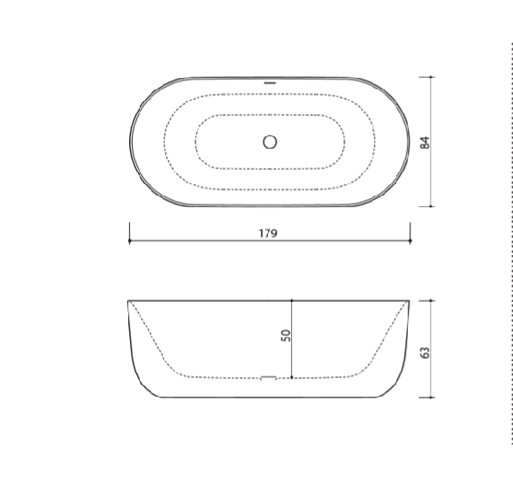 Akmens masės vonia Balteco Marin 179x84, RAL spalvos šonai