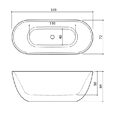 Akmens masės vonia Balteco HALO 169x72, balta