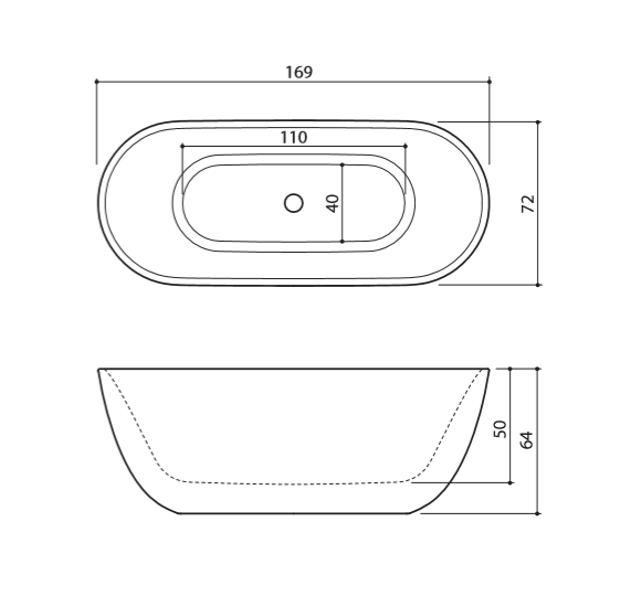 Akmens masės vonia Balteco HALO 169x72, balta