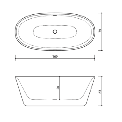 Akmens masės vonia Balteco NIDO 169x79, RAL spalvos šonai