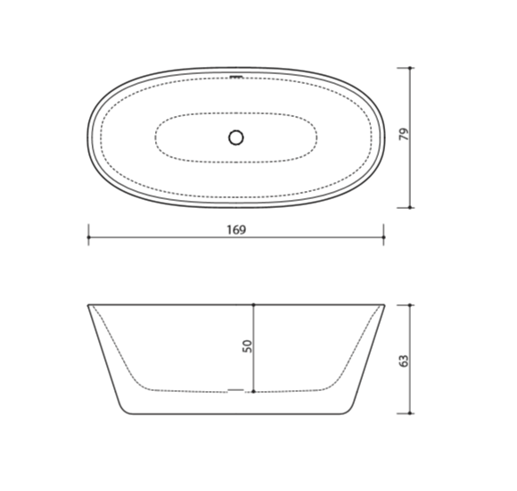 Akmens masės vonia Balteco NIDO 169x79, RAL spalvos šonai