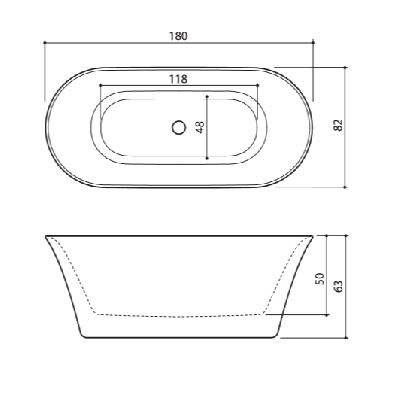 Akmens masės vonia Balteco FIORE 180x82, balta