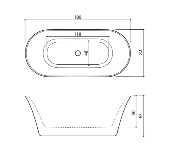 Akmens masės vonia Balteco FIORE 180x82, balta