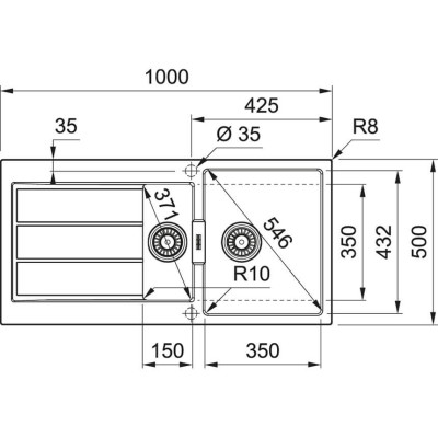 Franke S2D 651 tectonite plautuvė, užkemšamas ventilis, pasirenkama spalva