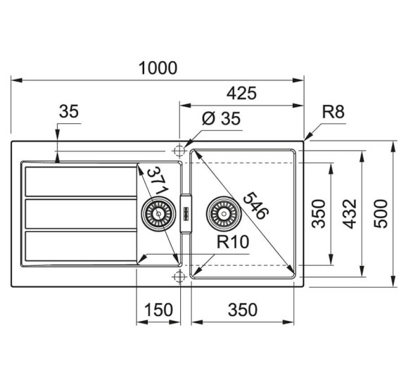 Franke S2D 651 tectonite plautuvė, užkemšamas ventilis, pasirenkama spalva