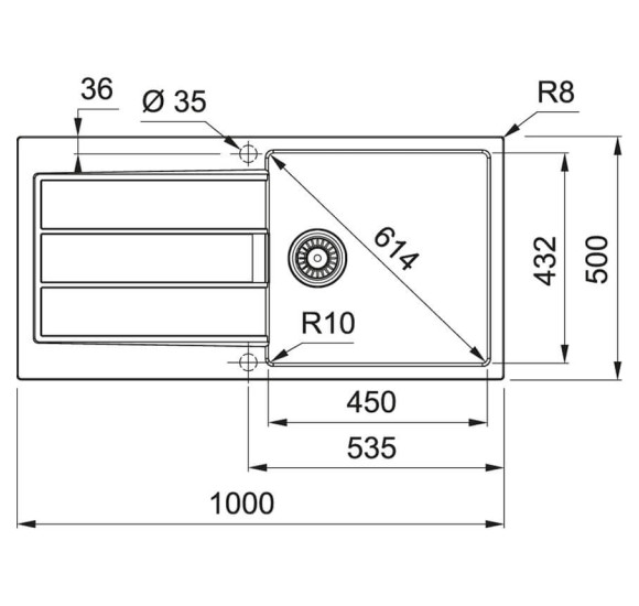 Franke S2D 611-100 tectonite plautuvė, užkemšamas ventilis, pasirenkama spalva