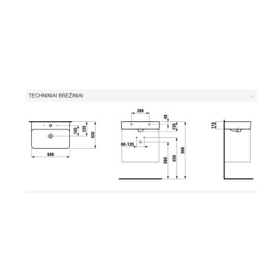 Pakabinamas praustuvas Laufen Val 55x42cm
