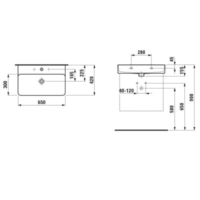 Pakabinamas praustuvas Laufen Val 65x42cm
