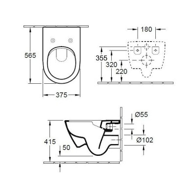 Pakabinamas klozetas Villeroy&Boch Subway 2 'Rimless' su "Slim" dangčiu ir C+ danga