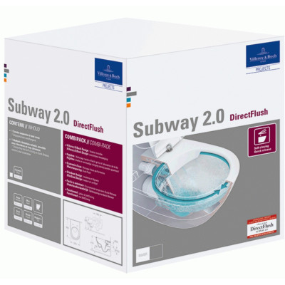 Pakabinamas klozetas Villeroy&Boch Subway 2 'Rimless' su "Slim" dangčiu ir C+ danga