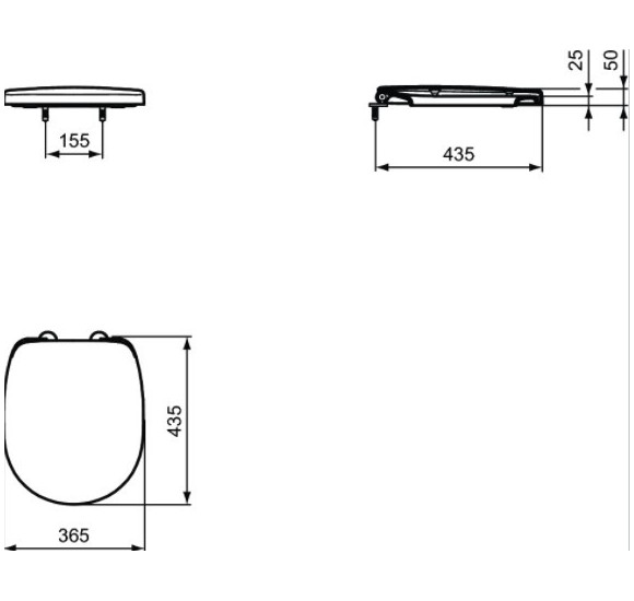 Ideal Standard CONNECT SPACE standartinis kieto plastiko dangtis
