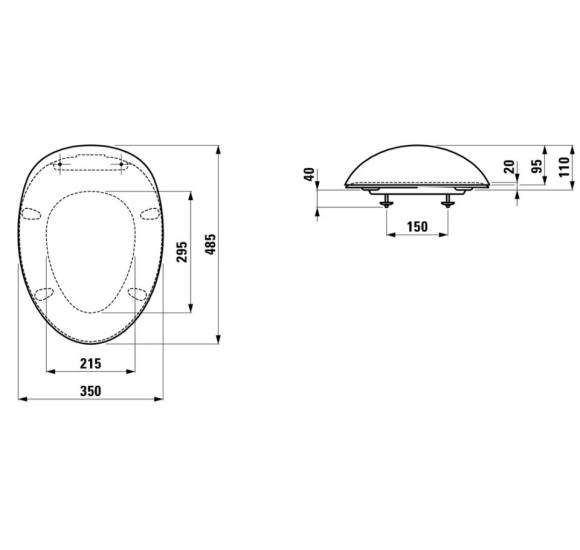 Laufen ilbagnoalessi kieto plastiko dangtis su "soft close" vyriais