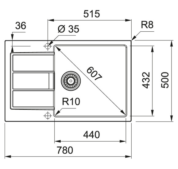 Franke plautuvė S2D 611-78 XL, pasirenkama spalva