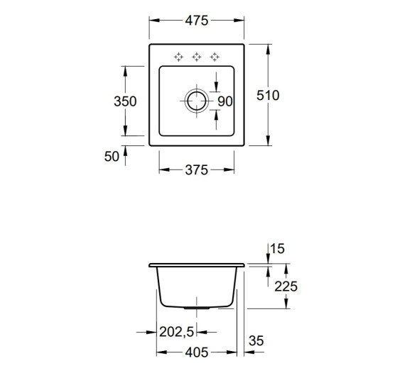 Villeroy & Boch Subway 45 xs Flat Keraminė plautuvė virtuvei