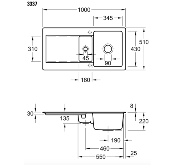Villeroy & Boch Siluet 60 R keraminė plautuvė