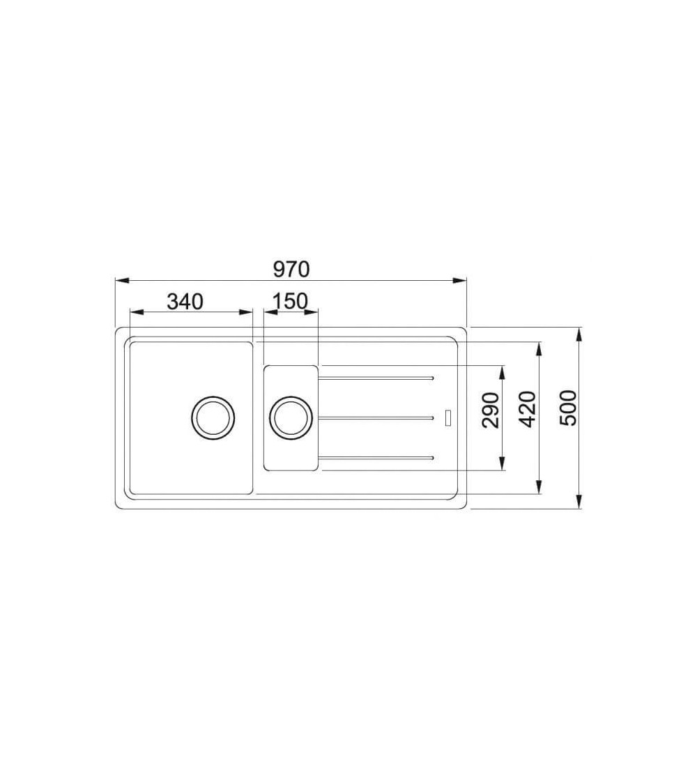 Franke BFG 651 granitinė plautuvė, eksentrinis ventilis, nerūdijančio plieno rankenėlė ir perlaja