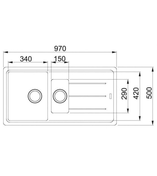 Franke BFG 651 granitinė plautuvė, eksentrinis ventilis, nerūdijančio plieno rankenėlė ir perlaja