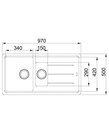 Franke BFG 651 granitinė plautuvė, eksentrinis ventilis, nerūdijančio plieno rankenėlė ir perlaja