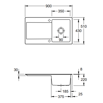 Villeroy & Boch Siluet 50 keraminė plautuvė