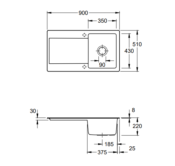 Villeroy & Boch Siluet 50 keraminė plautuvė