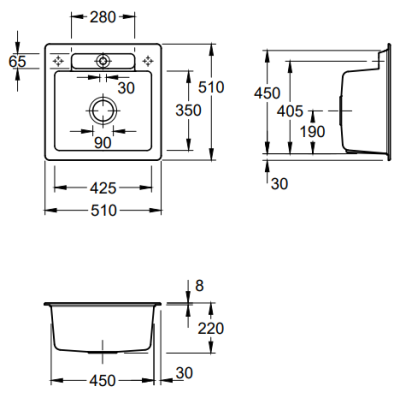 Villeroy & Boch Siluet 50 S keraminė plautuvė