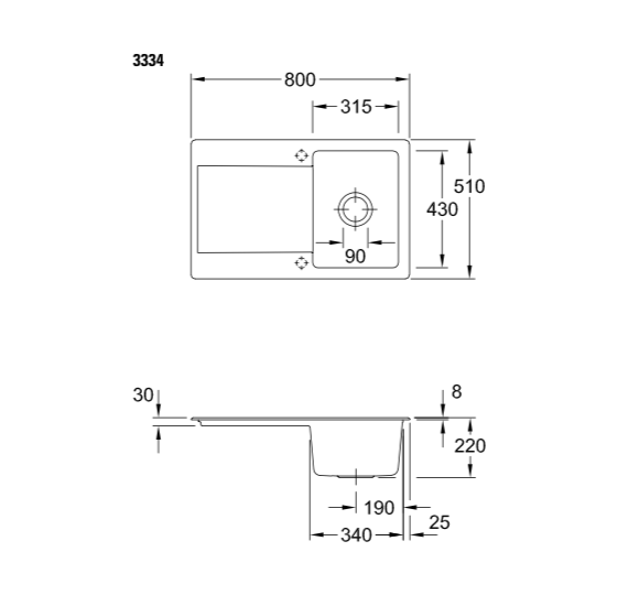 Villeroy & Boch Siluet 45 keraminė plautuvė