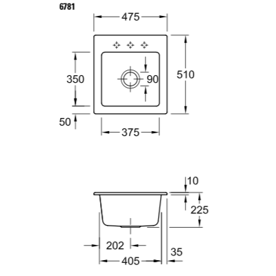 Villeroy & Boch Subway 45 XS keraminė plautuvė