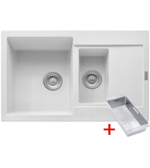 Franke MRG 651-78 granitinė plautuvė, montuojama ant stalviršio, eksentrinis ventilis, nerūdijančio plieno rankenėlė