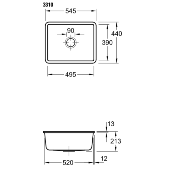 Villeroy & Boch Subway 60 SU keraminė plautuvė,montuojama po stalviršiu (su papildoma C+ danga)