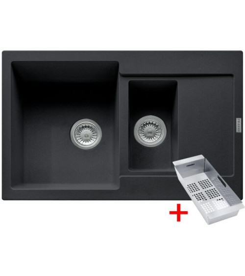 Franke MRG 651-78 granitinė plautuvė, montuojama ant stalviršio, eksentrinis ventilis, nerūdijančio plieno rankenėlė